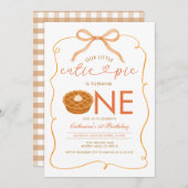 Gingham Little Süsse Pie Gender Neutral Birthday Einladung (Vorne/Hinten)