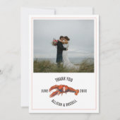 Gingham Lobster Rustic Coastal Wedding Dankeskarte (Vorderseite)