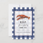 Gingham Lobster Rustic Wedding RSVP Karte (Vorderseite)