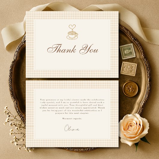 Gingham Love is Brewing Kaffee-Brautjunggesellinne Dankeskarte