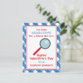 Gingham Magnifying Glass Valentine's Cards Postkarte (Stehend Vorderseite)