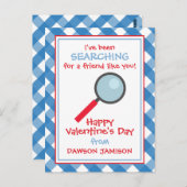 Gingham Magnifying Glass Valentine's Cards Postkarte (Vorne/Hinten)