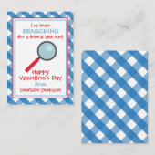 Gingham Magnifying Valentine's Classroom Cards Mitteilungskarte (Vorne/Hinten)