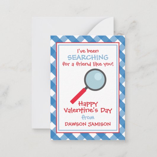 Gingham Magnifying Valentine's Classroom Cards Mitteilungskarte (Vorderseite)