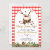 Gingham Making Spirits Bright Christmas Cokctail Einladung (Vorderseite)