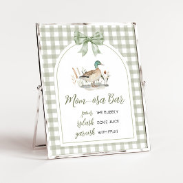 Gingham Mallard Duck Baby Duck Mama Osa Bar Sign Poster