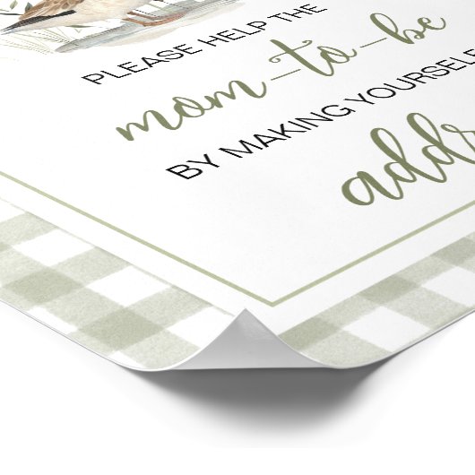 Gingham Mallard Duck Baby Envelope Station Zeichen Poster (Ecke)