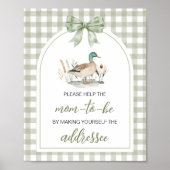Gingham Mallard Duck Baby Envelope Station Zeichen Poster (Vorne)