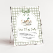 Gingham Mallard Duck Baby Say Baby Sign Poster