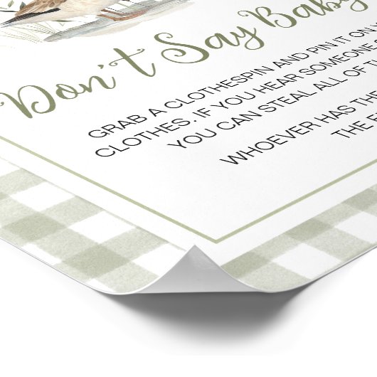 Gingham Mallard Duck Baby Say Baby Sign Poster (Ecke)