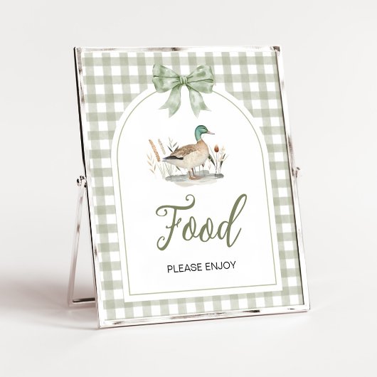Gingham Mallard Duck Baby Shock Food Sign Poster