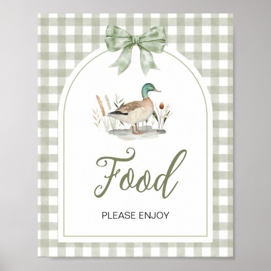 Gingham Mallard Duck Baby Shock Food Sign Poster (Vorne)