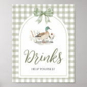 Gingham Mallard Duck Baby Shower Drinks Unterschri Poster (Vorne)