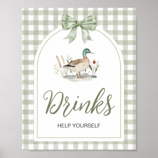 Gingham Mallard Duck Baby Shower Drinks Unterschri Poster (Vorne)