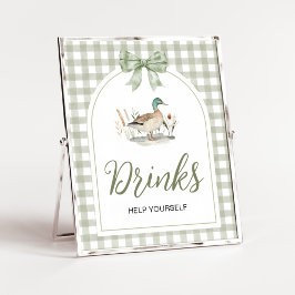 Gingham Mallard Duck Baby Shower Drinks Unterschri Poster