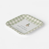 Gingham Mallard Duck Baby Shower Party Pappteller (Gewinkelt)