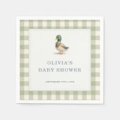 Gingham Mallard Duck Baby Shower Party Serviette (Vorderseite)