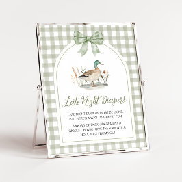 Gingham Mallard Duck Baby Spate Night Diapers Zeic Poster