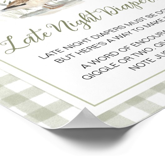 Gingham Mallard Duck Baby Spate Night Diapers Zeic Poster (Ecke)