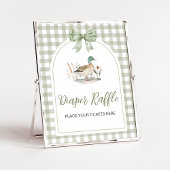 Gingham Mallard Duck BabyShower Windel Raffle-Zeic Poster