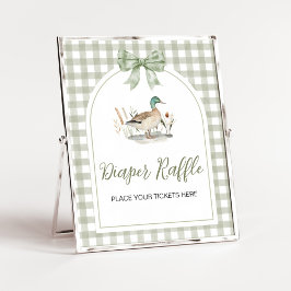 Gingham Mallard Duck BabyShower Windel Raffle-Zeic Poster