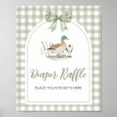 Gingham Mallard Duck BabyShower Windel Raffle-Zeic Poster (Vorne)