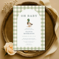 Gingham-Mallarden-Enten-Sage-Grün-Baby-Party