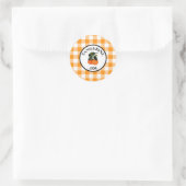 Gingham Mandarine Jam Runder Aufkleber (Tasche)