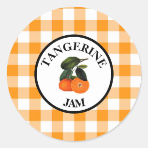 Gingham Mandarine Jam Runder Aufkleber