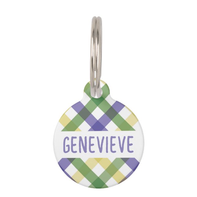Gingham Mardi Gras Haustiermarke (Vorderseite)