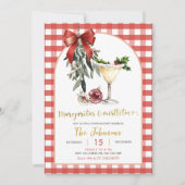 Gingham Margaritas And Mistletoe Friendsmas Party Einladung (Vorderseite)