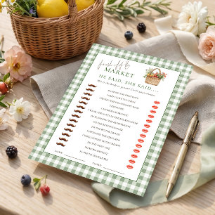 Gingham-Markt Er sagte, sie sagte Brautparty-Spiel Einladung