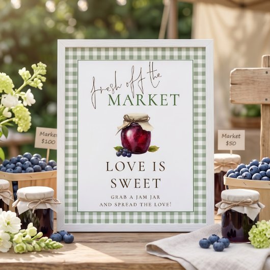 Gingham-Markt Liebe ist süß Schild Junggesellinnen