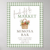 Gingham-Markt-Mimosa-Bar-Schild Brautparty Poster (Vorne)