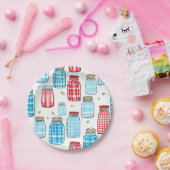 Gingham Mason Jar Pattern – Country Kitchen Charm Pappteller (Party)