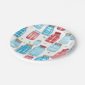 Gingham Mason Jar Pattern – Country Kitchen Charm Pappteller (Schrägansicht)