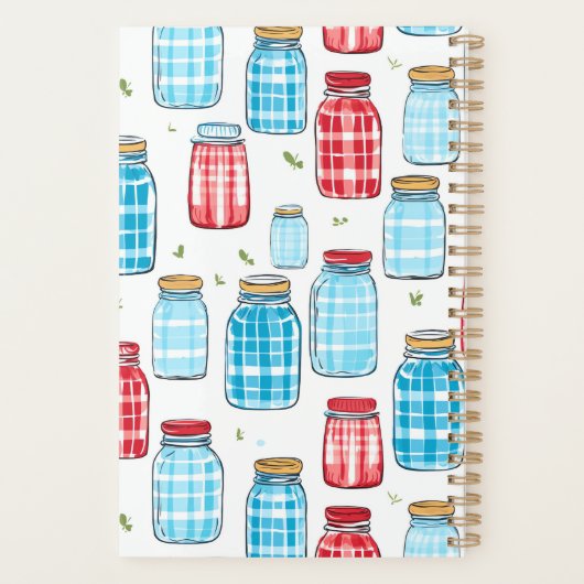 Gingham Mason Jar Pattern – Country Kitchen Charm Planer (Rückseite)