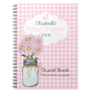 Gingham-Maurer Glas-Babyparty-Gast-Buch Notizblock