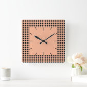 Gingham Melon und Black Quadratische Wanduhr (Zuhause)