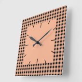 Gingham Melon und Black Quadratische Wanduhr (Winkel)