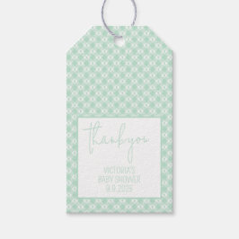 Gingham Mint Green Gender Neutral Baby Shower Geschenkanhänger