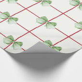 Gingham mit Bows Christmas Wrapping Paper Geschenkpapier (Ecke)