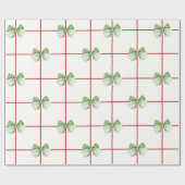 Gingham mit Bows Christmas Wrapping Paper Geschenkpapier (Flach)