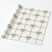 Gingham mit Bows Christmas Wrapping Paper Geschenkpapier (Ungerollt)