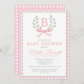 Gingham Monogram Baby Shower Einladung (Vorne/Hinten)