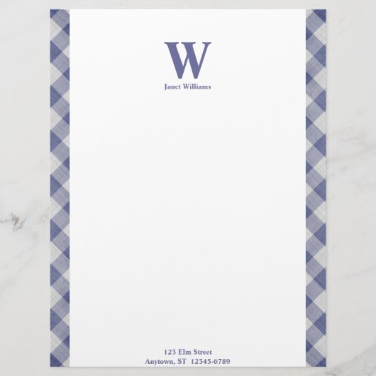 Gingham Monogram Letterhead Briefbogen (Vorderseite)