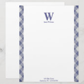 Gingham Monogram Letterhead Briefbogen (Vorne/Hinten)