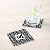 Gingham Monogram Rechteckiger Pappuntersetzer (Vor Ort)