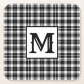Gingham Monogram Rechteckiger Pappuntersetzer (Vorderseite)