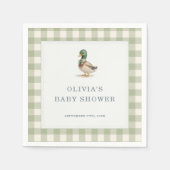 Gingham-Moschuserpel-Baby-Shower-Party Serviette (Vorderseite)